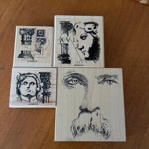 Stampin' Up! Classical Art Stamps Faces Architecture Roman Numeral Columns Set 4
